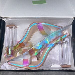 Fashion Nova Iridescent Clear Heels